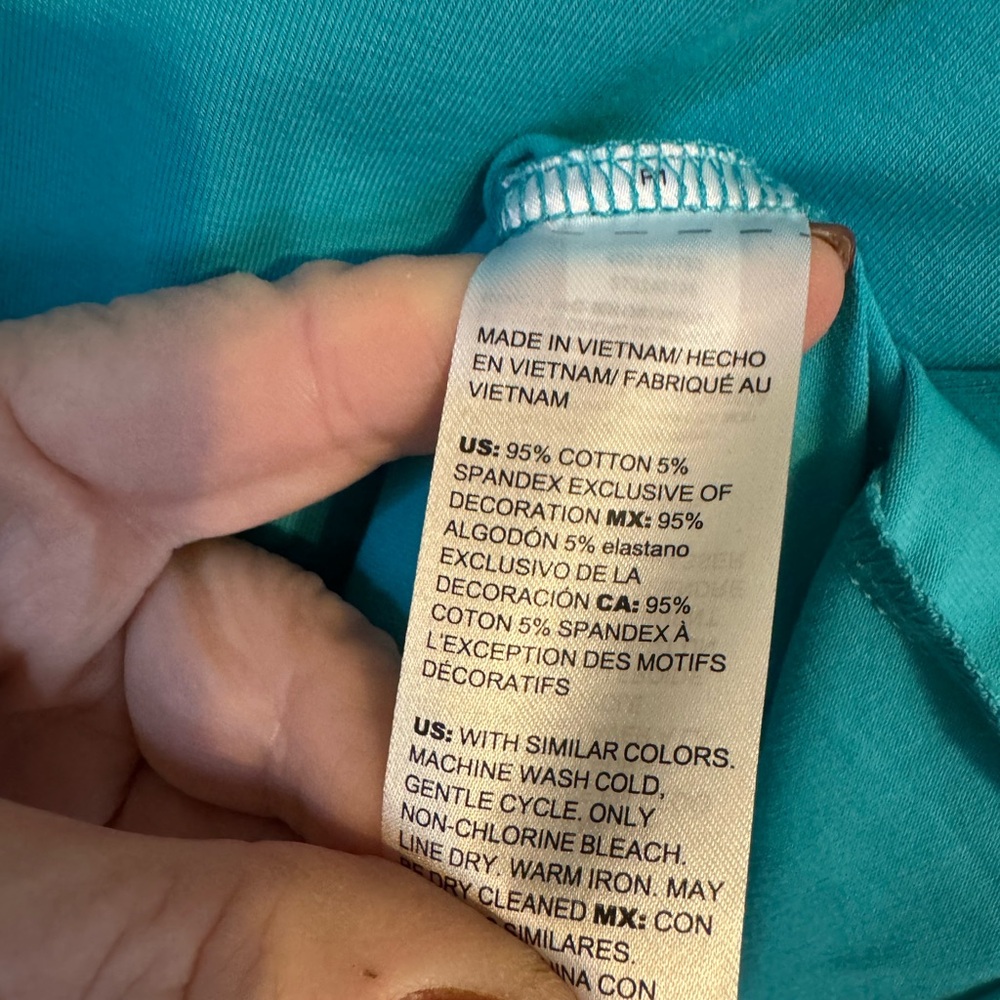 NWT RETAIL: $70  Chico's Teal Eyelet-Trim Top  LARGE      #K - Picture 5 of 8